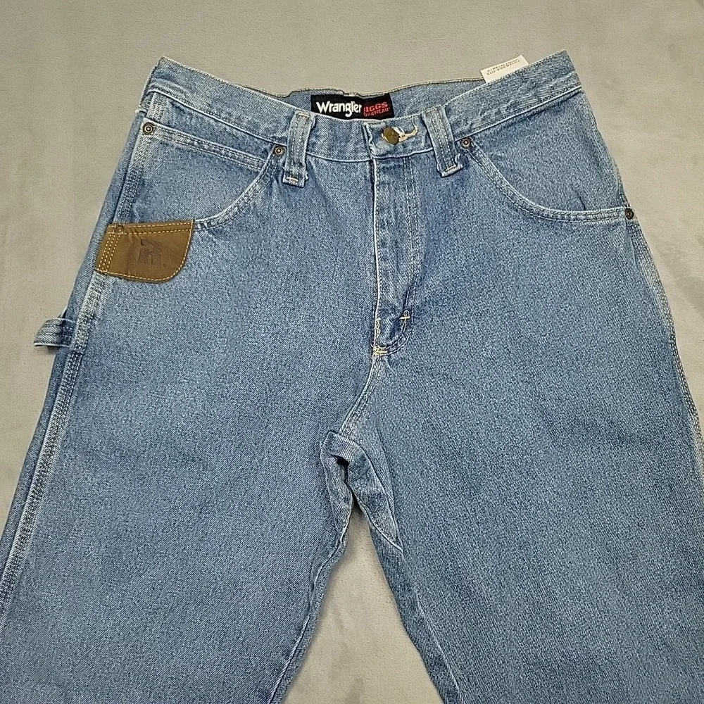 Wrangler Riggs Jeans Men 31x34 Blue Workwear Carpenter Cargo Relaxed Fit Work